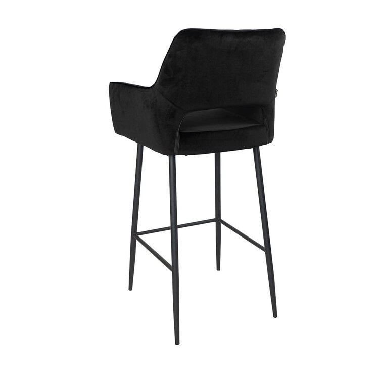Tabouret de bar velours Mika noir 78 cm