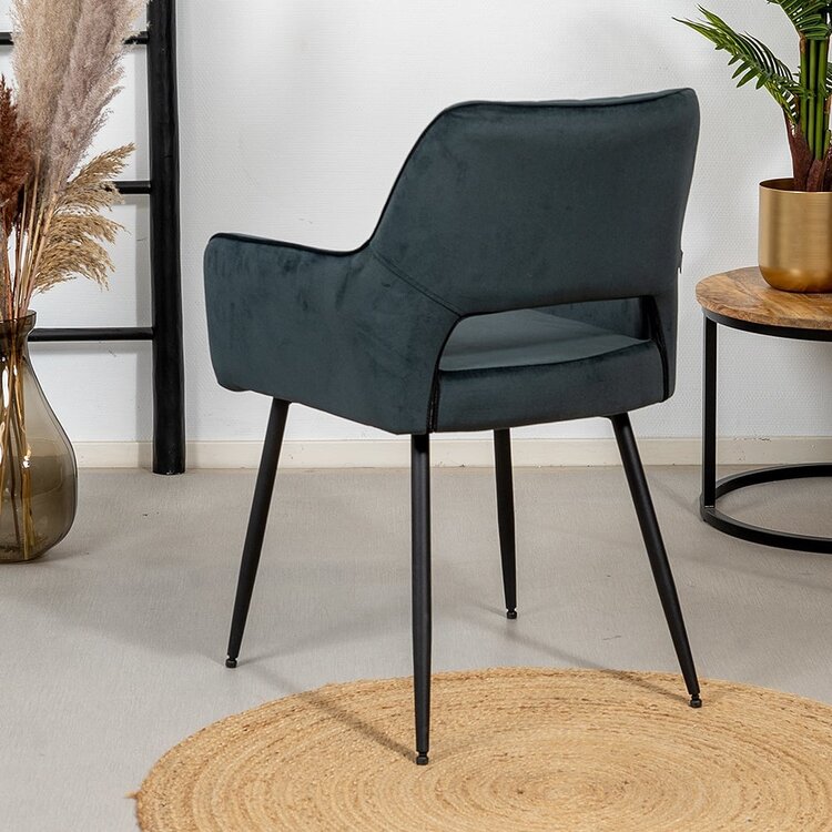 Chaise de salle à manger velours Mika anthracite