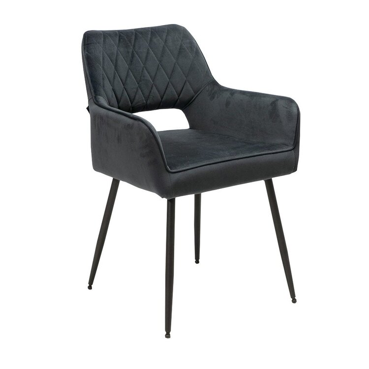 Chaise de salle à manger velours Mika anthracite