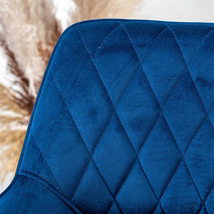 Chaise de salle à manger velours Mika bleu
