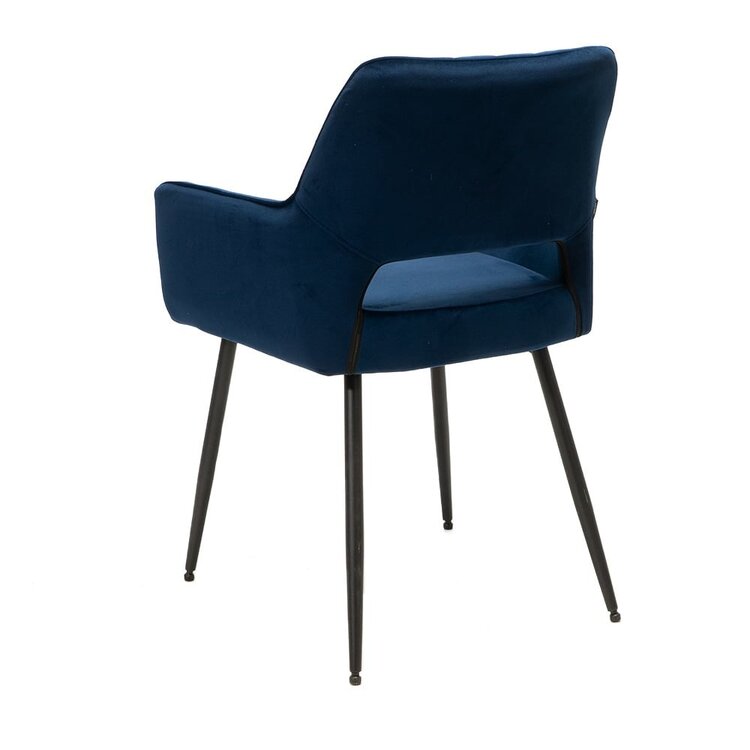 Chaise de salle à manger velours Mika bleu