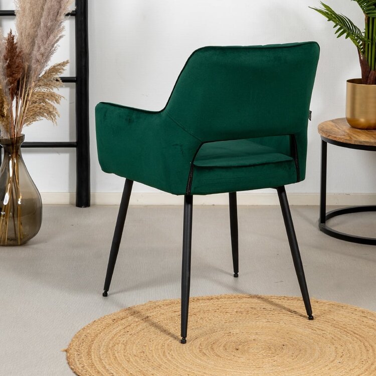 Chaise de salle à manger velours Mika vert