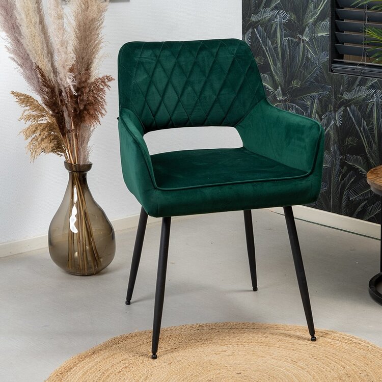 Chaise de salle à manger velours Mika vert
