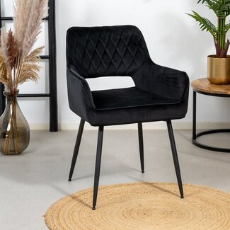 Chaise de salle à manger velours Mika noir