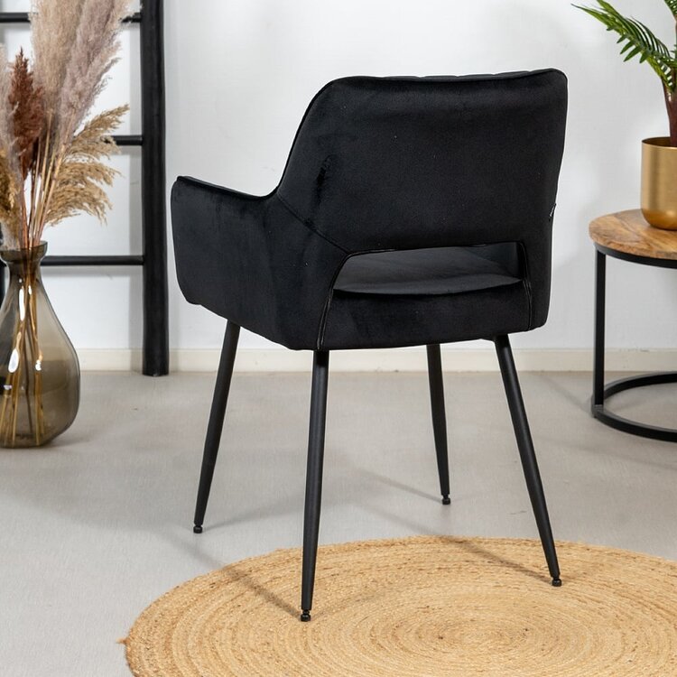 Chaise de salle à manger velours Mika noir