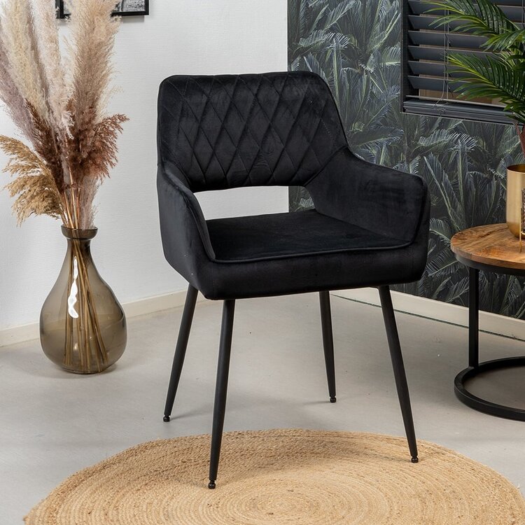 Chaise de salle à manger velours Mika noir