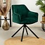 Chaise de salle à manger velours Furtado vert pivotant