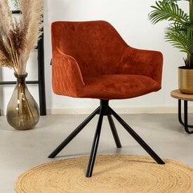 Chaise de salle à manger velours Furtado cuivre pivotant