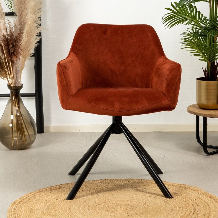 Chaise de salle à manger velours Furtado cuivre pivotant
