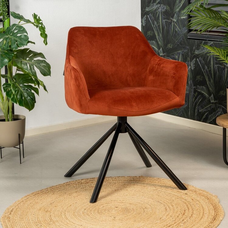 Chaise de salle à manger velours Furtado cuivre pivotant