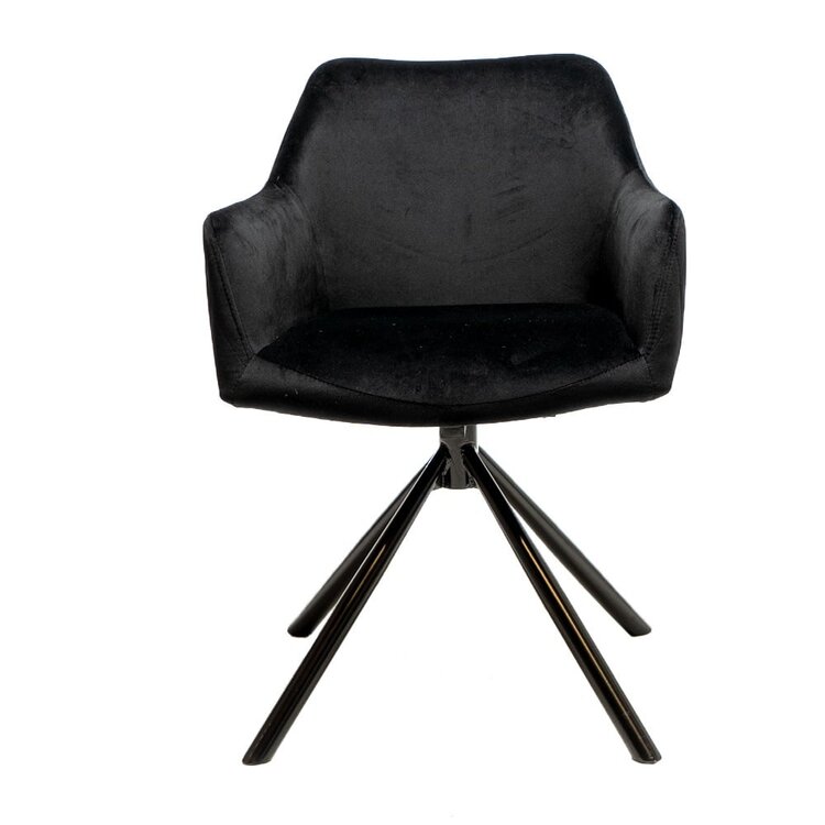 Chaise de salle à manger velours Furtado noir pivotant