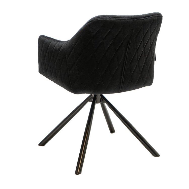 Chaise de salle à manger velours Furtado noir pivotant
