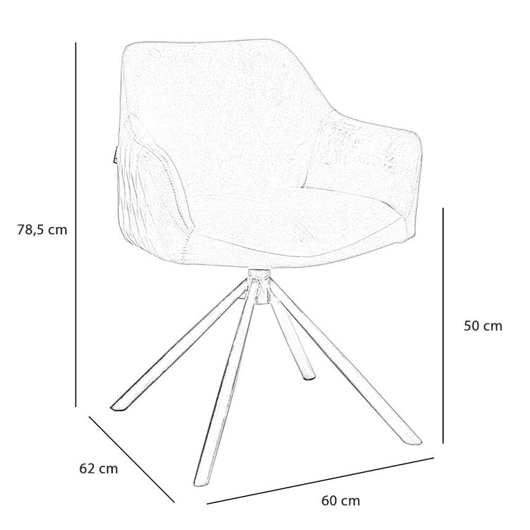 Chaise de salle à manger velours Furtado noir pivotant