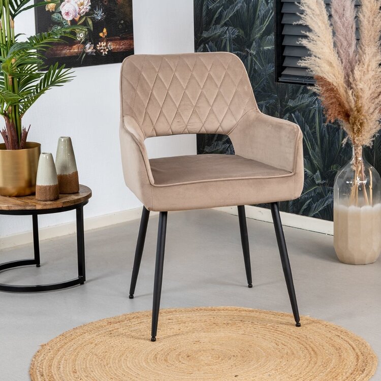 Chaise de salle à manger velours Mika taupe