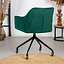 Chaise de salle à manger avec roulettes Quinn en velours vert foncé