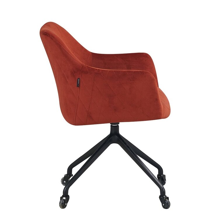 Chaise de salle à manger avec roulettes Quinn en velours cuivre