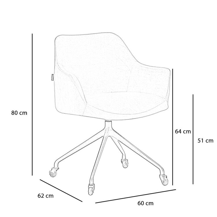 Chaise de salle à manger avec roulettes Quinn en velours cuivre