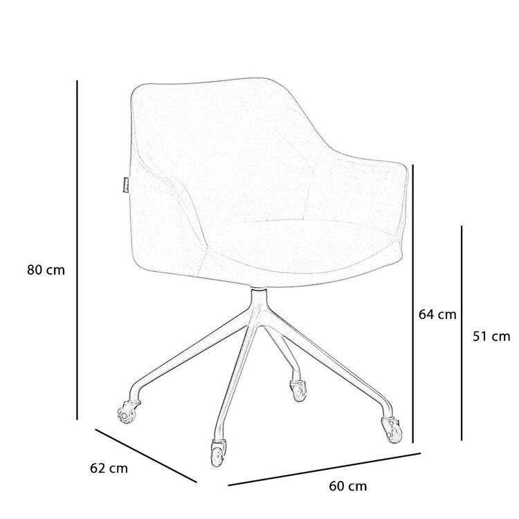 Chaise de salle à manger avec roulettes Quinn en velours noir