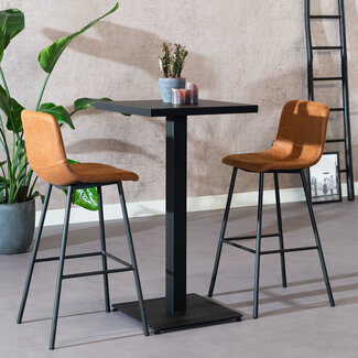 Table de bar bistrot aspect bois noir melamine Nils 60 x 60 x 109 cm