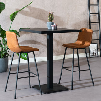 Table de bar bistrot aspect bois noir melamine Nils 80 x 80 x 109 cm