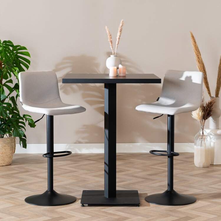 Table de bar bistrot aspect bois noir melamine Nils 80 x 80 x 109 cm
