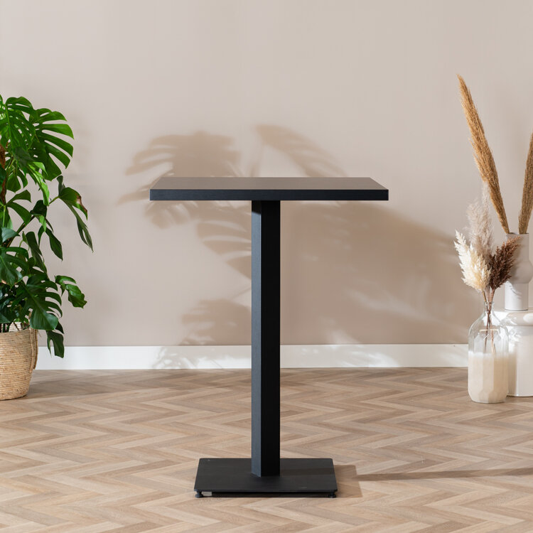 Table de bar bistrot aspect bois noir melamine Nils 80 x 80 x 109 cm