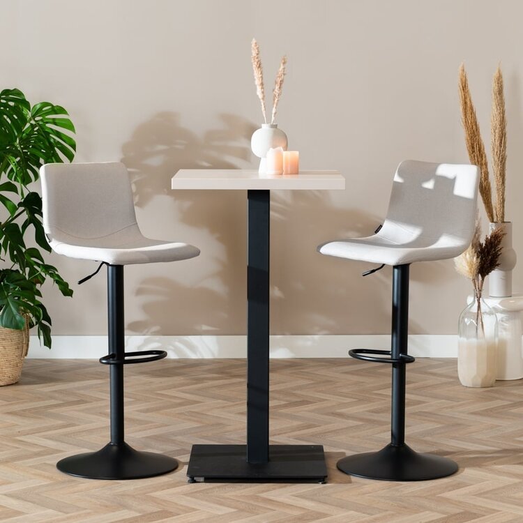 Table de bar bistrot beige melamine Nils 60 x 60 x 109 cm