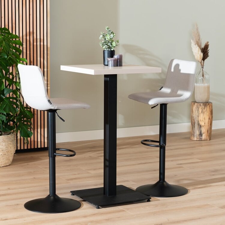 Table de bar bistrot beige melamine Nils 60 x 60 x 109 cm