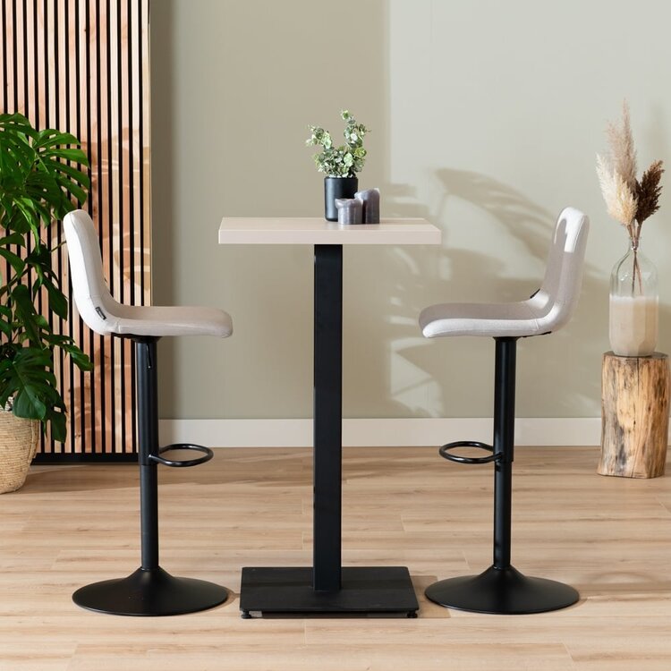 Table de bar bistrot beige melamine Nils 60 x 60 x 109 cm