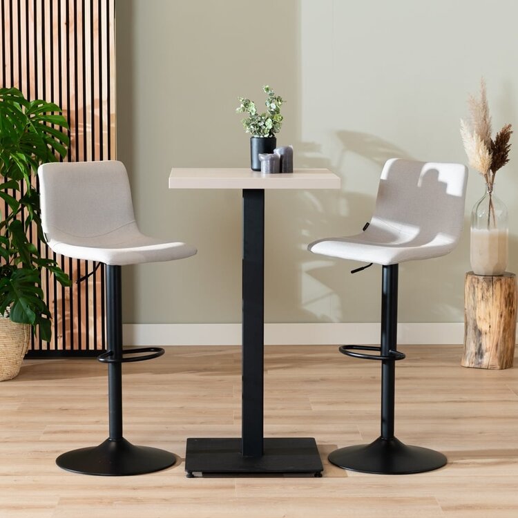 Table de bar bistrot beige melamine Nils 60 x 60 x 109 cm