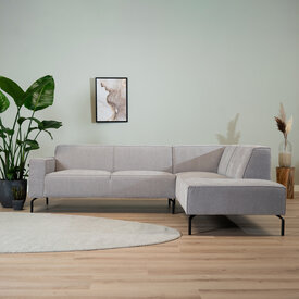 Canapé d'angle Kansas gris clair velours côtelé droite