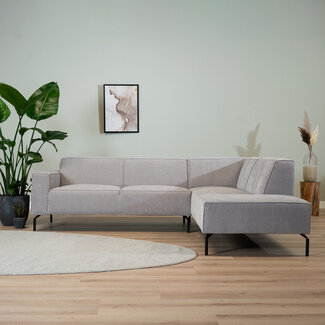 Canapé d'angle Kansas gris clair velours côtelé droite