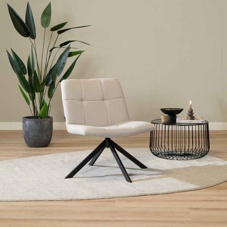 Fauteuil scandinave Eevi gris clair tissu recyclé