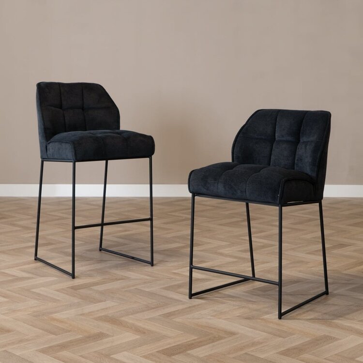 Tabouret de bar scandinave Jelle noir 82 cm