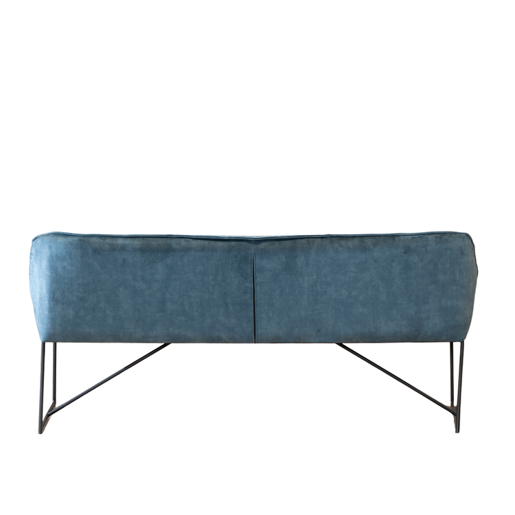 Banc de salle à manger en velours Janna 185 cm bleu