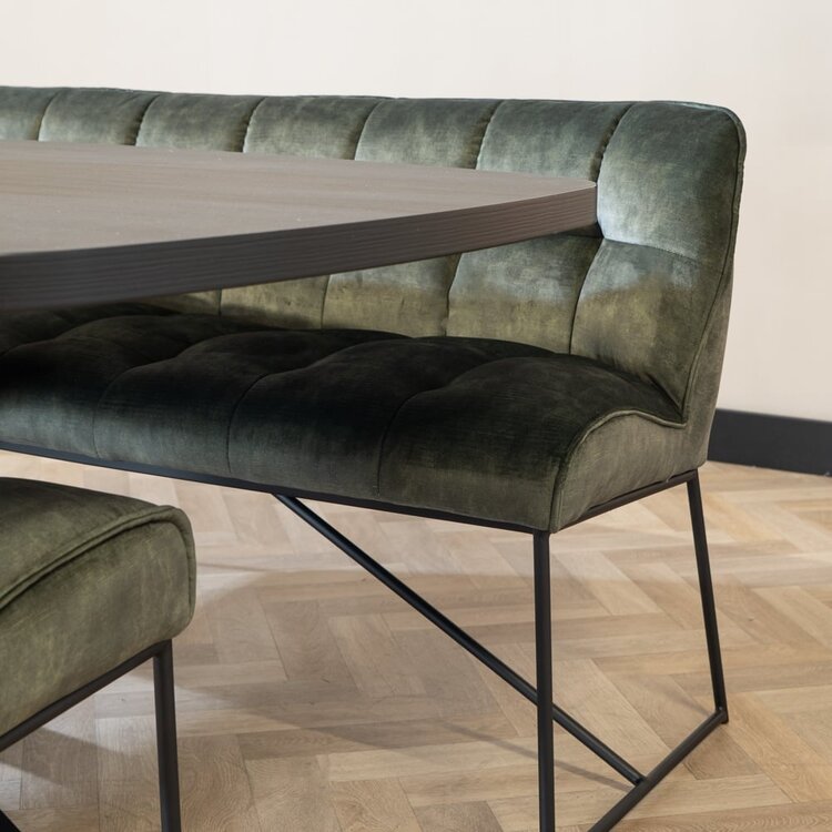 Banc de salle à manger en velours Janna 185 cm vert foncé