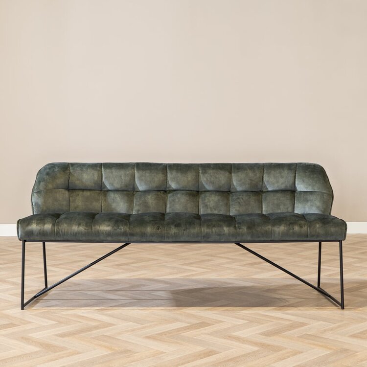 Banc de salle à manger en velours Janna 185 cm vert foncé