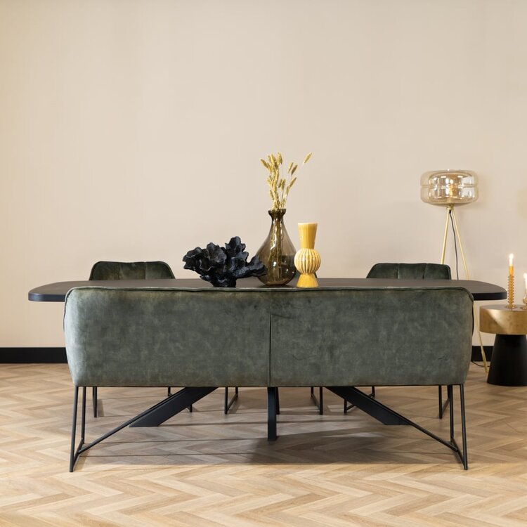Banc de salle à manger en velours Janna 185 cm vert foncé