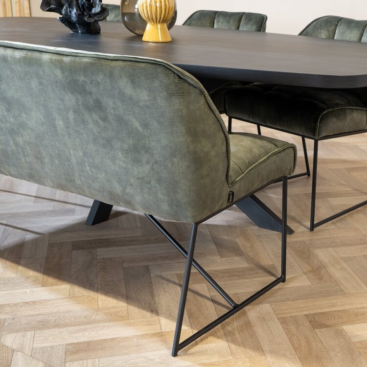 Banc de salle à manger en velours Janna 185 cm vert foncé