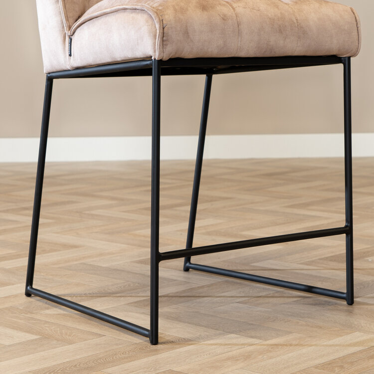 Tabouret de bar en velours Janna taupe 70 cm