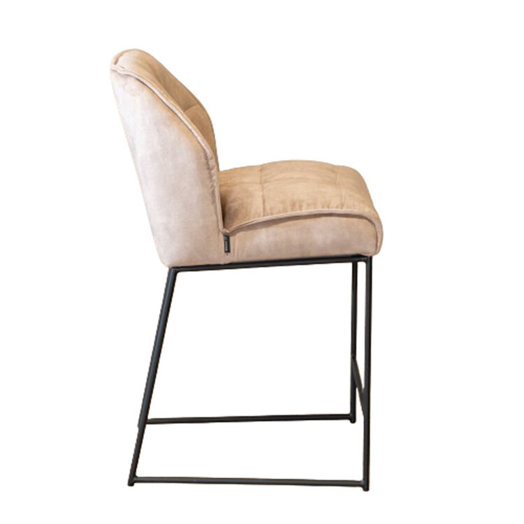 Tabouret de bar en velours Janna taupe 70 cm