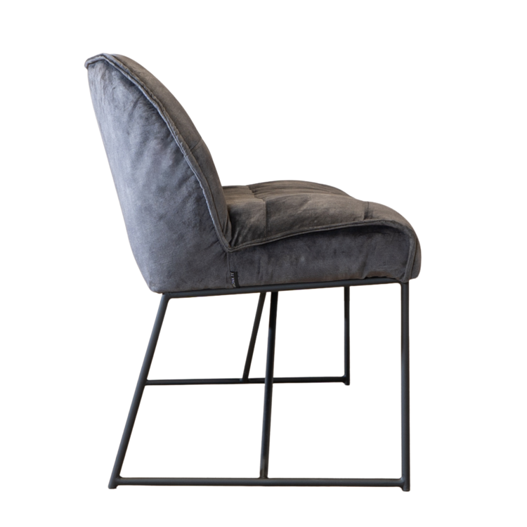 Banc de salle à manger en velours Janna 185 cm anthracite