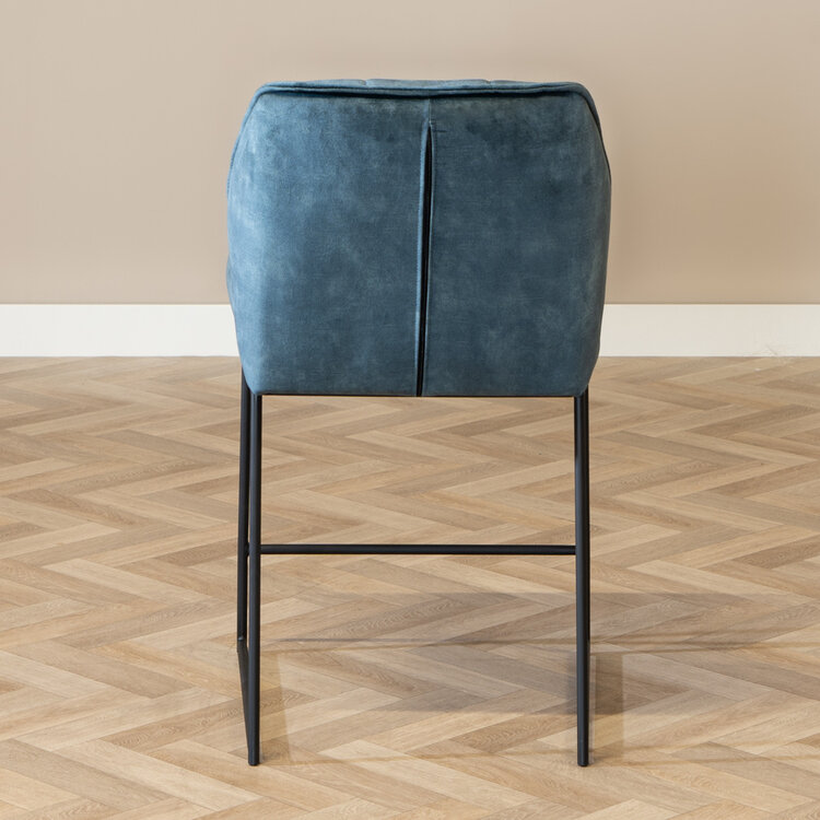 Tabouret de bar en velours Janna bleu 70 cm