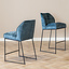 Tabouret de bar en velours Janna bleu 70 cm