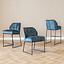 Tabouret de bar en velours Janna bleu 70 cm