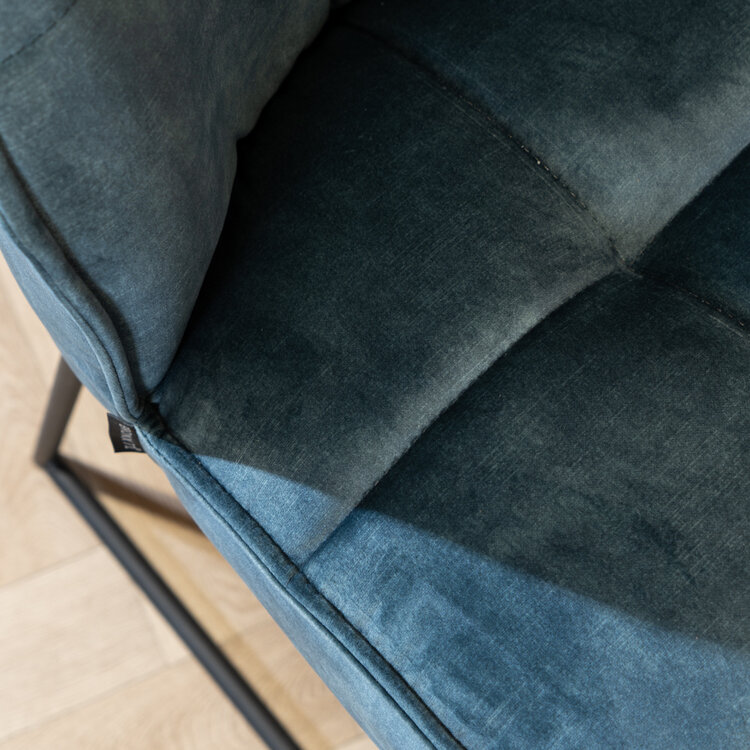 Tabouret de bar en velours Janna bleu 70 cm