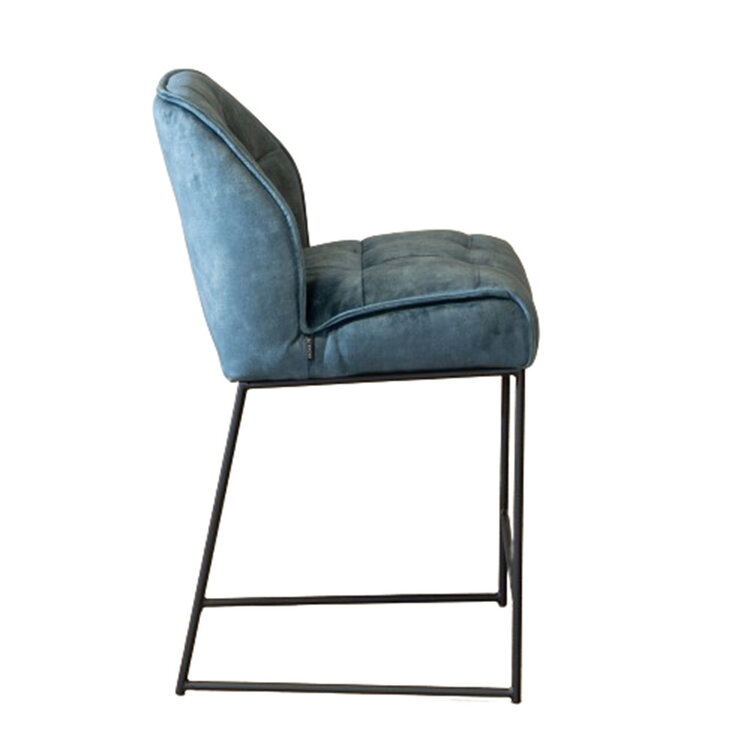 Tabouret de bar en velours Janna bleu 70 cm