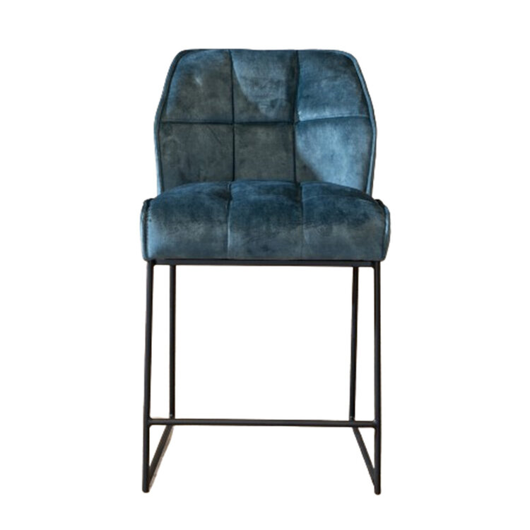 Tabouret de bar en velours Janna bleu 70 cm