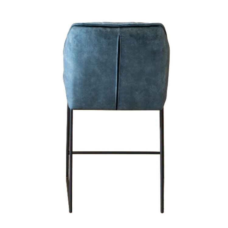 Tabouret de bar en velours Janna bleu 70 cm