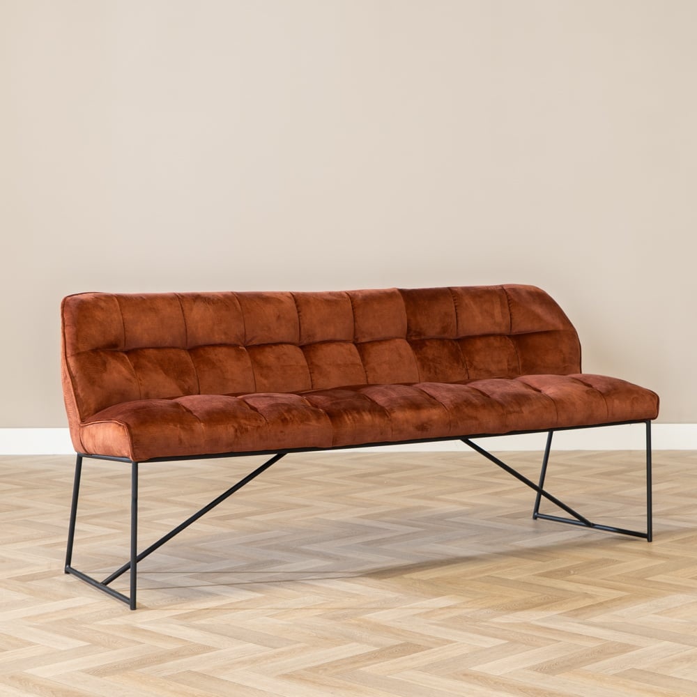 Banc de salle à manger en velours Janna 185 cm cuivre